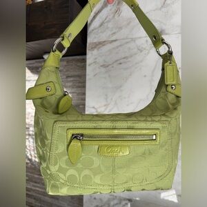 Coach Signature Jacquard RARE 💎 Lime Green Penelope Bag #F14690